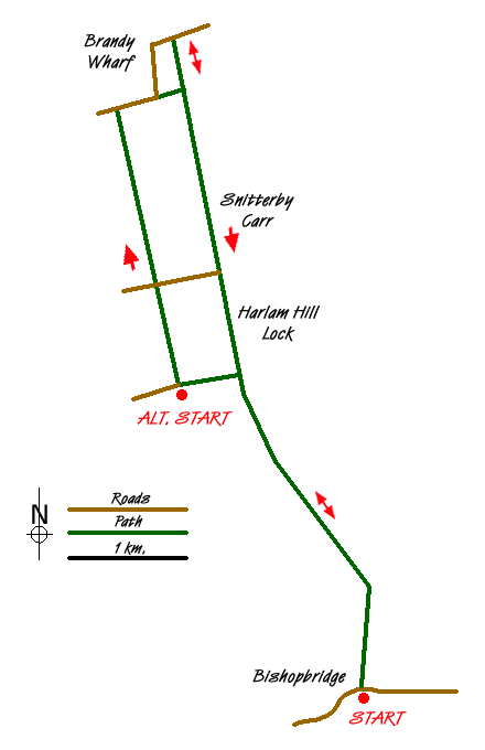 Route Map - Bishopbridge to Brandy Wharf Walk