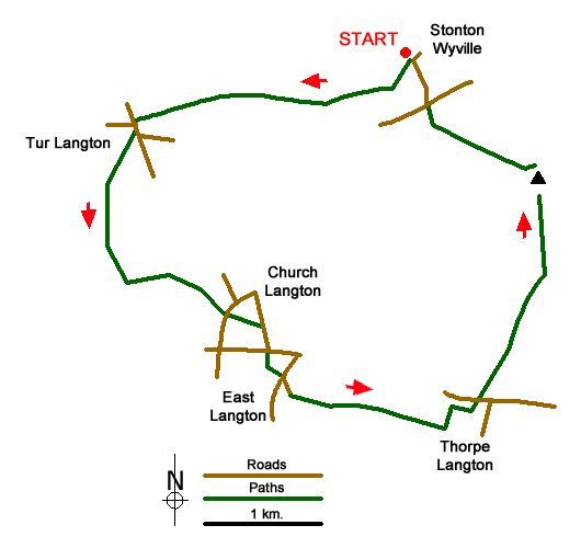 Route Map - The Langtons from Stonton Wyville Walk
