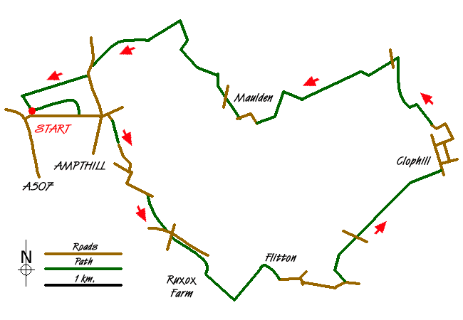 Route Map - Ampthill and Clophill Circular Walk
