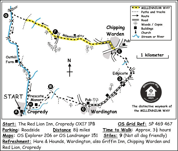 Route Map - Cropredy & Chipping Warden Circular Walk