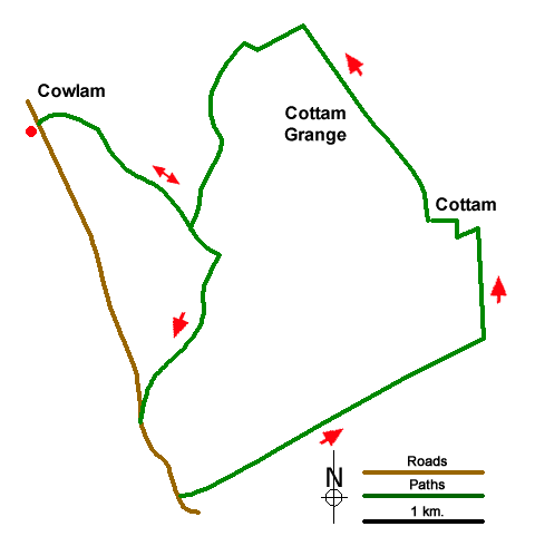 Route Map - Cowlam & Cottam Circular Walk