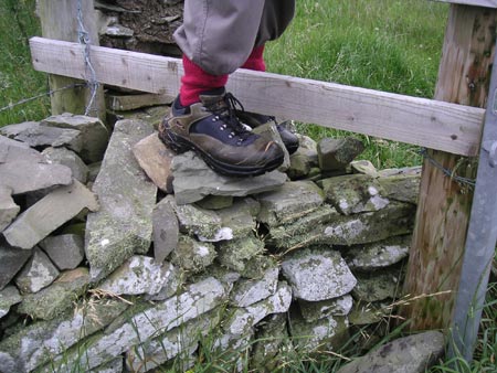 Climbing over the stile 