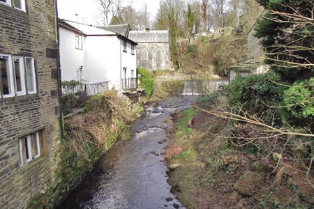 Luddenden Brook from the village bridge