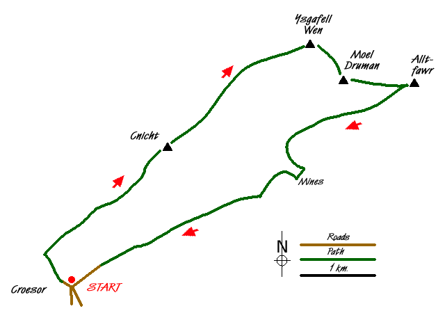 Route Map - Cnicht, Moel Druman & Allt-fawr
 Walk