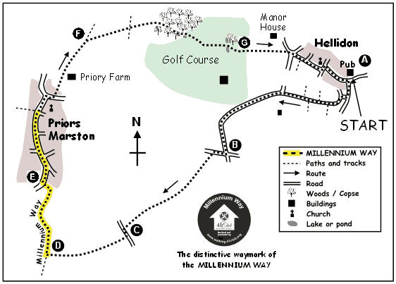 Route Map - Hellidon & Priors Marston Walk
