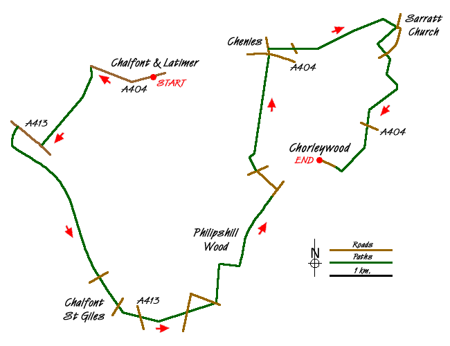 Route Map - Chalfont & Latimer, Chalfont St Giles & Chorleywood Walk