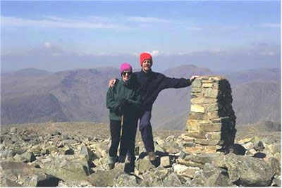 On the summit of Scafell Pike with my wife, Olwen