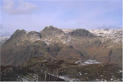 The Langdale Pikes from near the summit of Lingmoor Fell