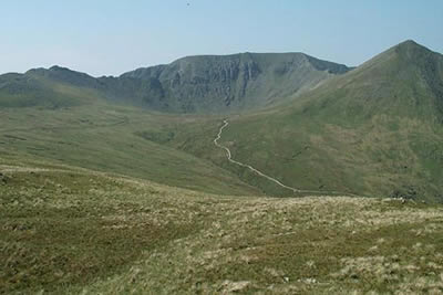 First view of Helvellyn on path from Glenridding