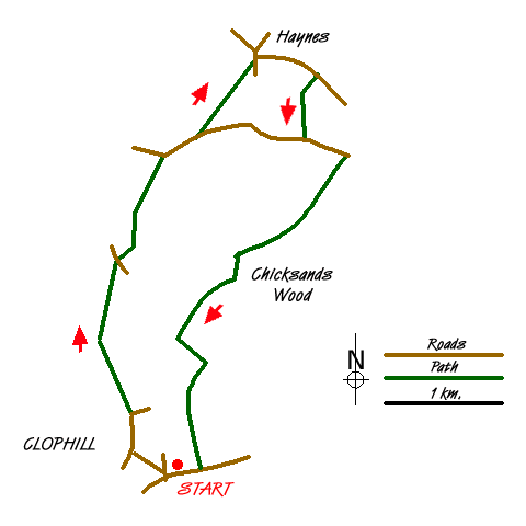 Route Map - Clophill and Haynes Circular Walk