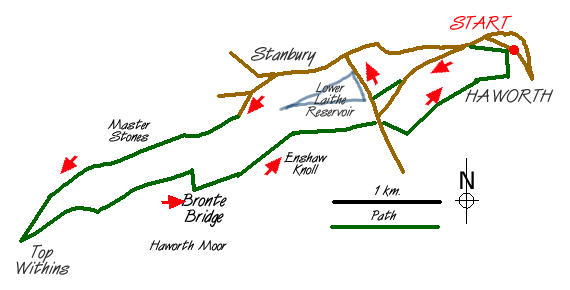 Route Map - Top Withins and the Bronte Bridge Walk