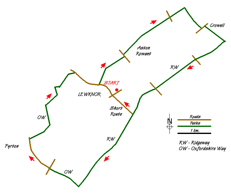Route Map - The Ridgeway around Lewknor Walk