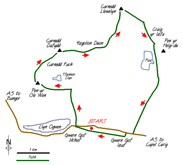 Route Map - The High Carneddau Walk