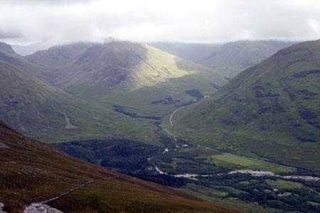 View to Bidean nan Bian & lost valley, Pap of Glencoe