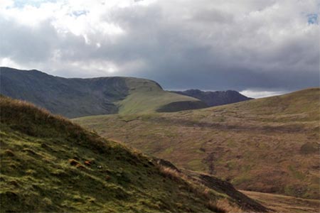 View to Aran ridge & slopes of Foel Hafod-Fynydd