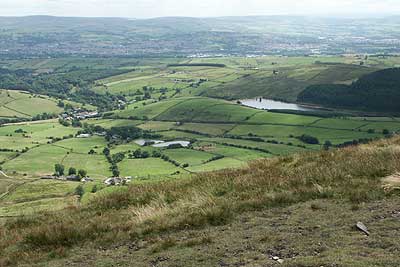 Lower Ogden Reservoir from summit of Pendle Hill