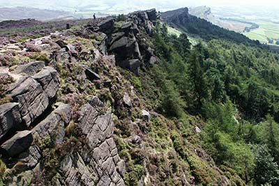 View south along the Roaches with gritstone crags