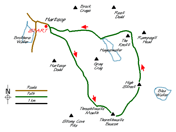 Route Map - Thornthwaite Beacon & High Street Walk