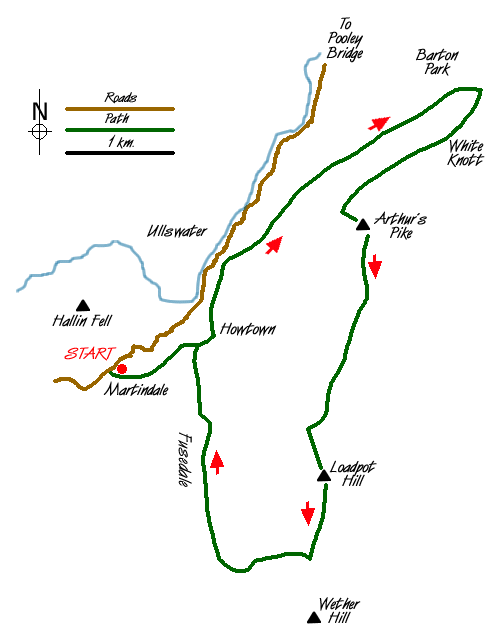 Route Map - Arthur's Pike & Loadpot Hill Walk