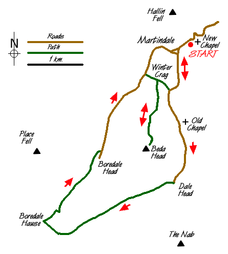 Route Map - Bannerdale, Boredale & Beda Head Walk