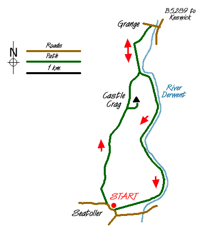 Route Map - Castle Crag & Grange Walk