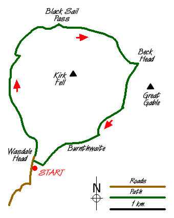Route Map - Black Sail Pass & Beck Head Walk