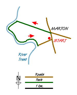 Route Map - Marton & the River Trent circular Walk