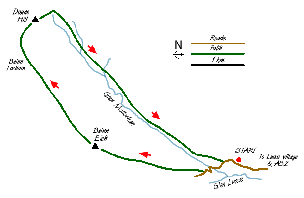 Route Map - Beinn Eich & Doune Hill Walk