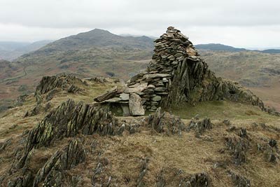 Cairn on Great Stickle & Caw beyond