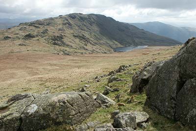 Middle Fell with Greendale Tarn nestling in its lee
