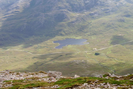 The tiny Loch Bharranch from Sgurr nan Fhir Duibhe summit
