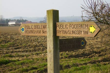 Footpath sign near Slingsby