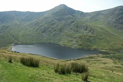 Kentmere Reservoir with Ill Bell forming a superb backdrop