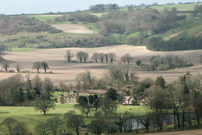 Looking across the valley to the Manor House at Up Cerne