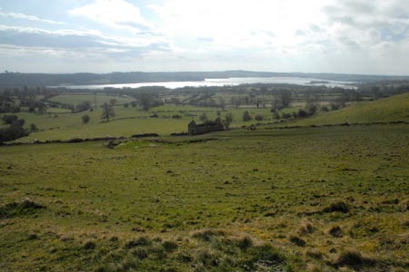 View to Carsington Water from the path Carsington village