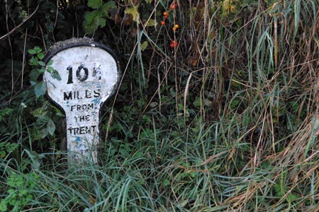 Mile post beside the Grantham Canal