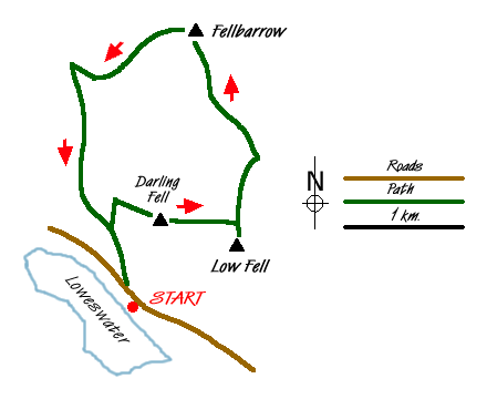 Route Map - Low Fell and Fellbarrow from Loweswater Walk