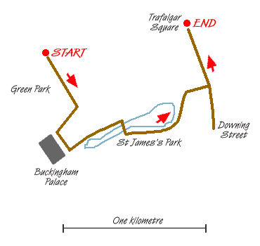 Route Map - Green Park to Trafalgar Square Walk