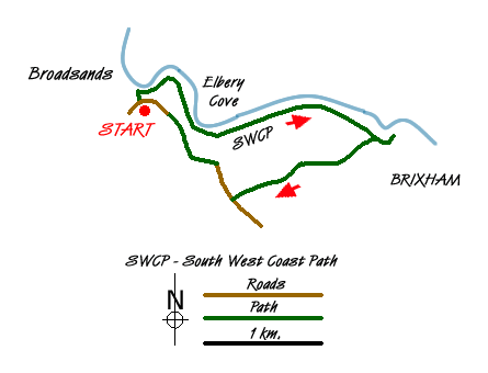 Route Map - Broadsands Beach and Brixham Walk