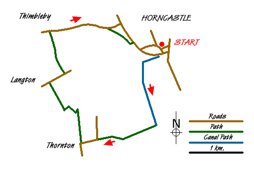 Route Map - Horncastle, Langton & Thimbleby circular Walk
