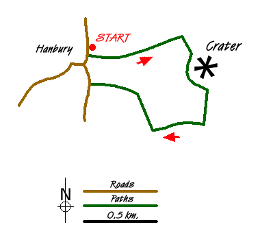 Route Map - The Fauld Crater from Hanbury Walk