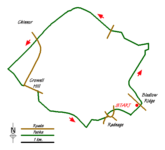 Route Map - The Ridgeway around Chinnor Walk