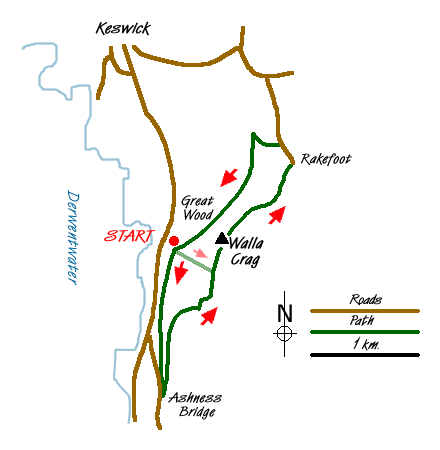 Route Map - Walla Crag Walk