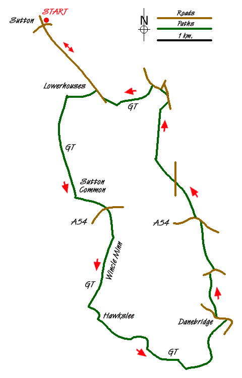 Route Map - Rossendale Ramble from Sutton Walk
