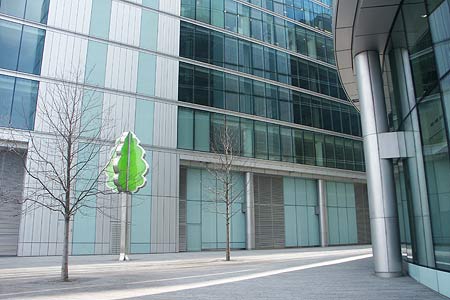 Artificial tree & modern offices, Southwark