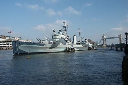 HMS Belfast moored in the River Thames