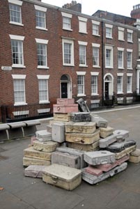 Concrete suitcases on Liverpool's Hope Street