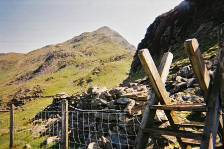 Wooden stile is climbed on way to Cnicht from Croesor