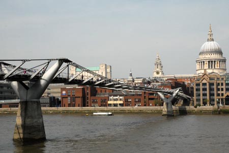 London - the Millennium Footbridge and St Paul's Cathedral