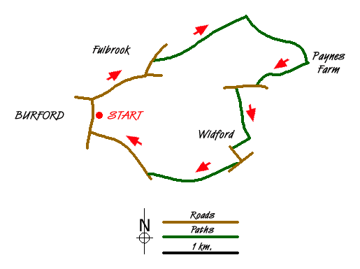 Route Map - Fulbrook & Widford Walk